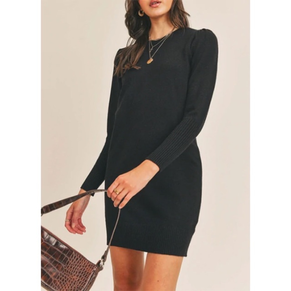 SOLD!!! Lush Puff Sleeve Sweater Dress NWOT SZ L